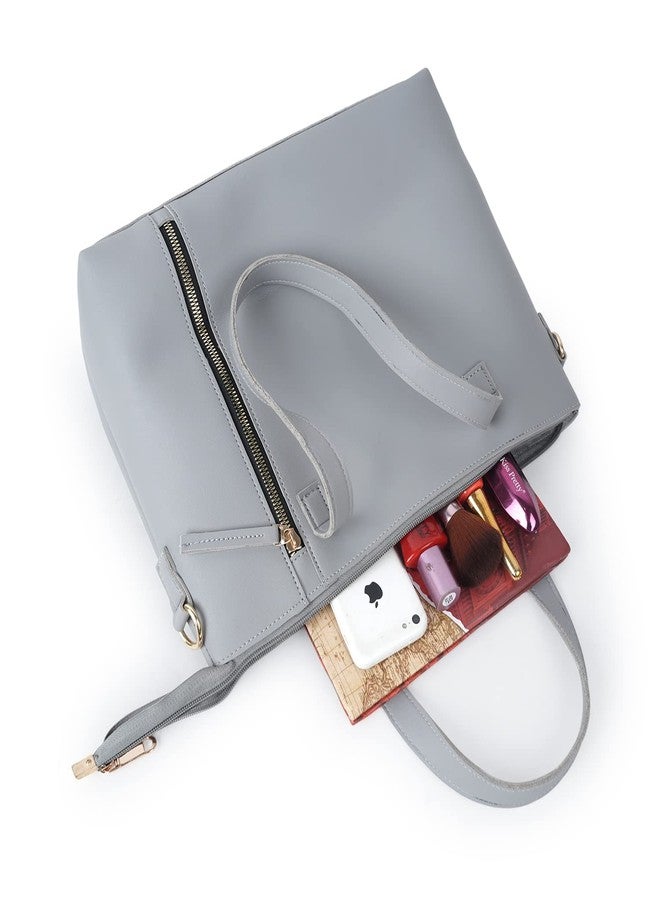 Fargo Vegan Leather Handcrafted Women Handbag for Office and College | Grey Color - Image 4